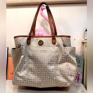 Tommy Hilfiger Large Monogram Tote Canvas Leather